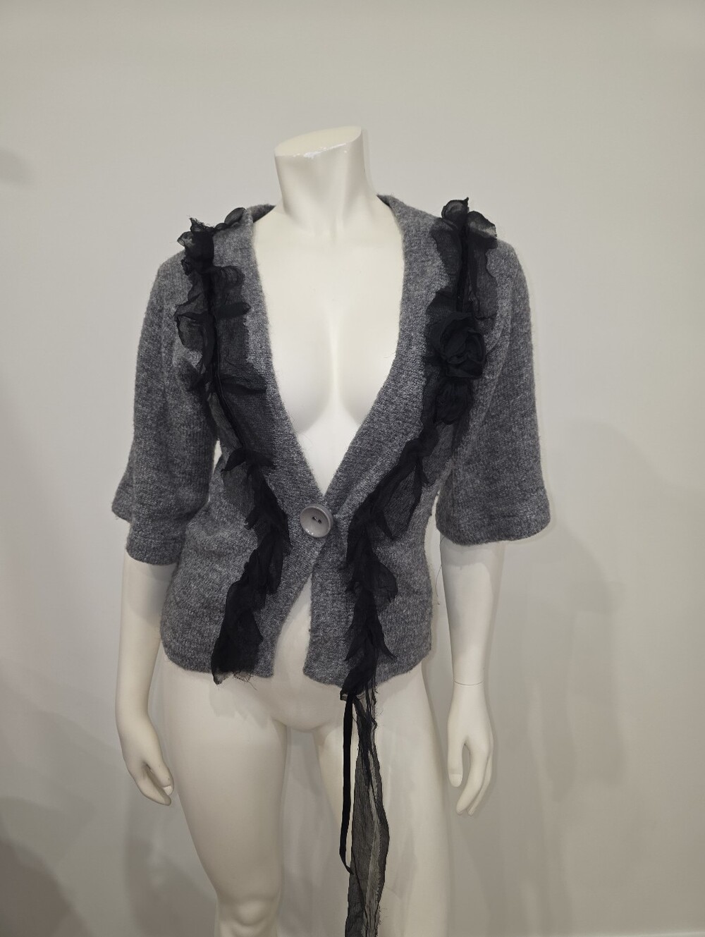 Rinascimento knit cardigan with ruffles Cinch Waist